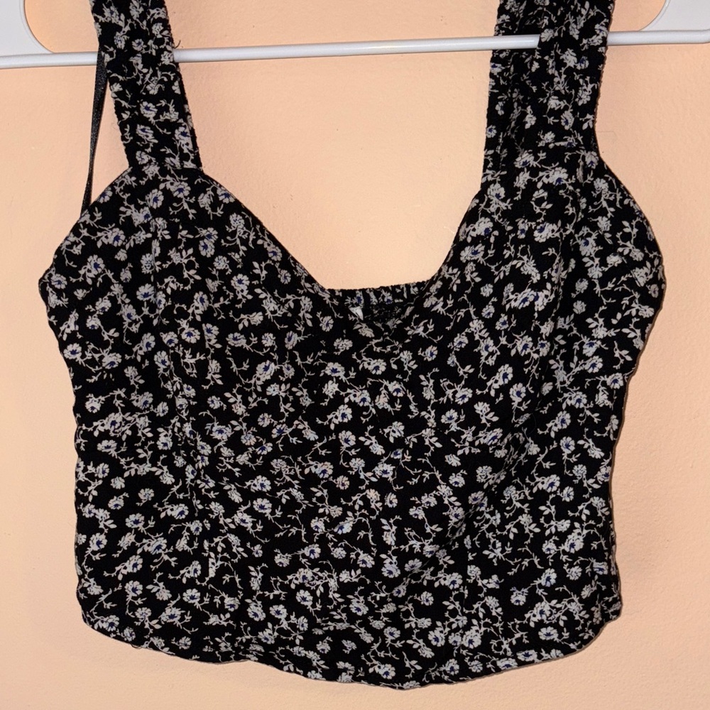 Joie Black and White Floral Tank Top